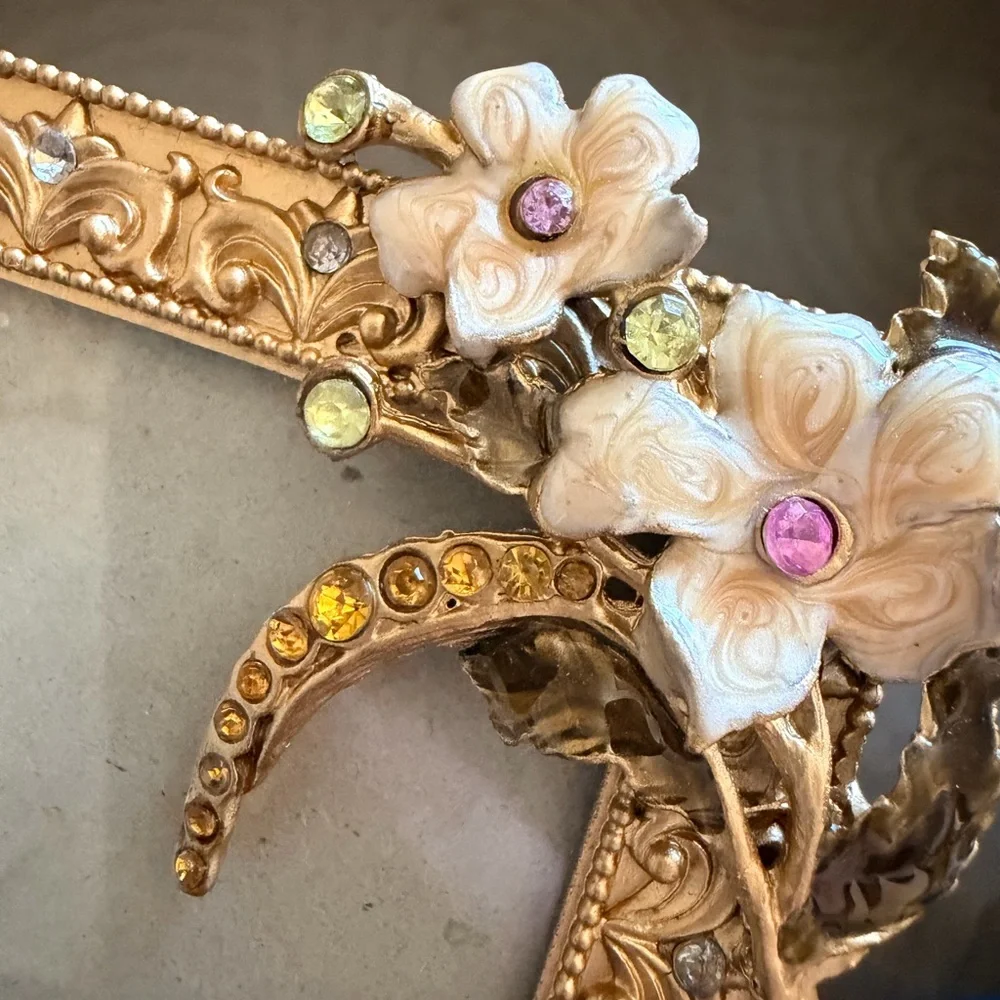 Ornate Gold Picture Frame with Floral and Bird Accents - Picture 3 of 4